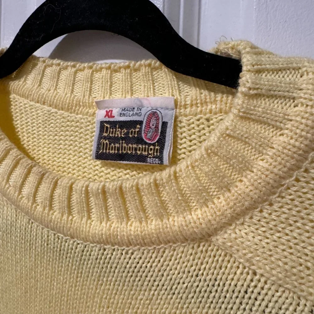 Duke‎ of Marlborough Yellow Cotton Pullover Sweater - Size Extra Large